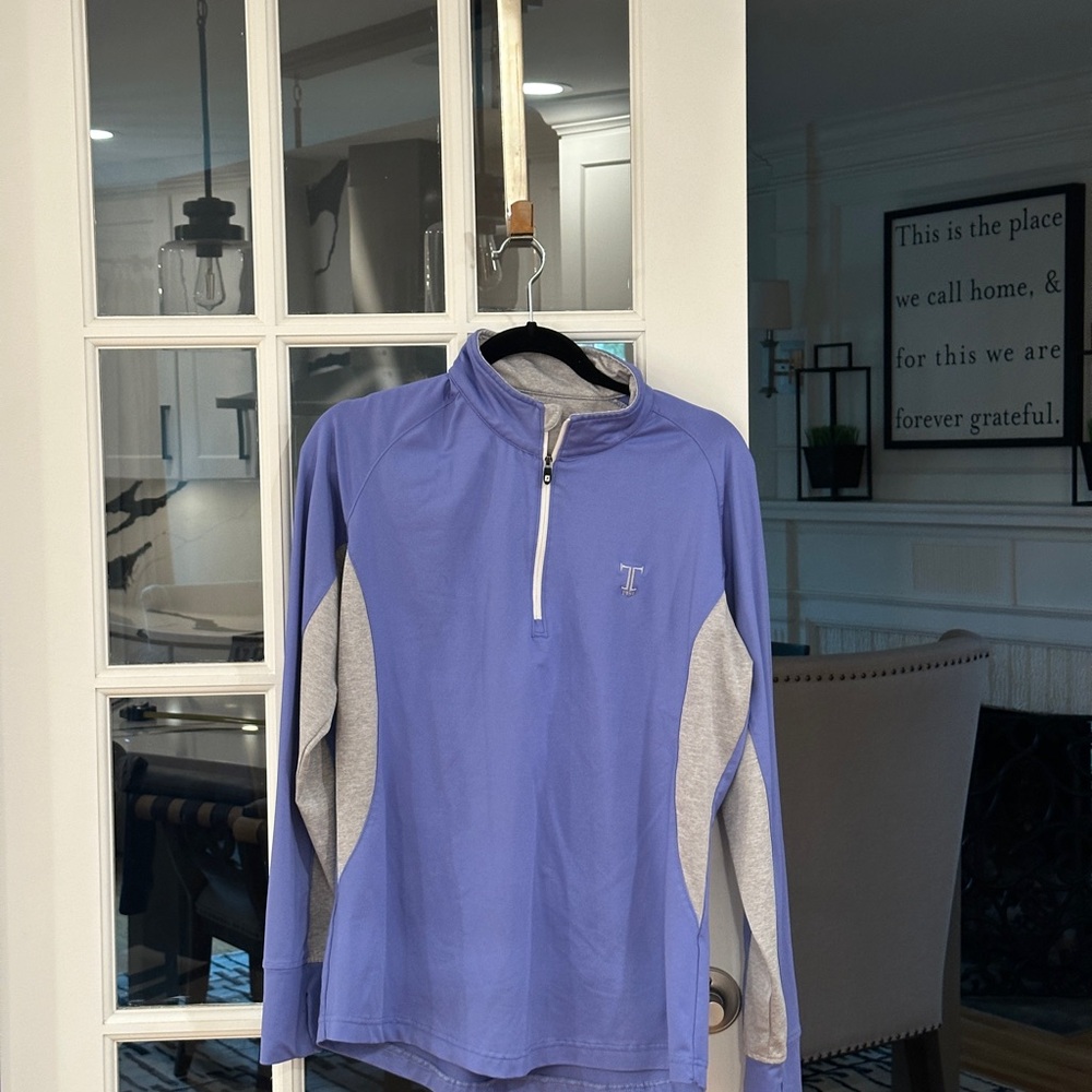 Periwinkle and Gray Quarter-Zip Pullover